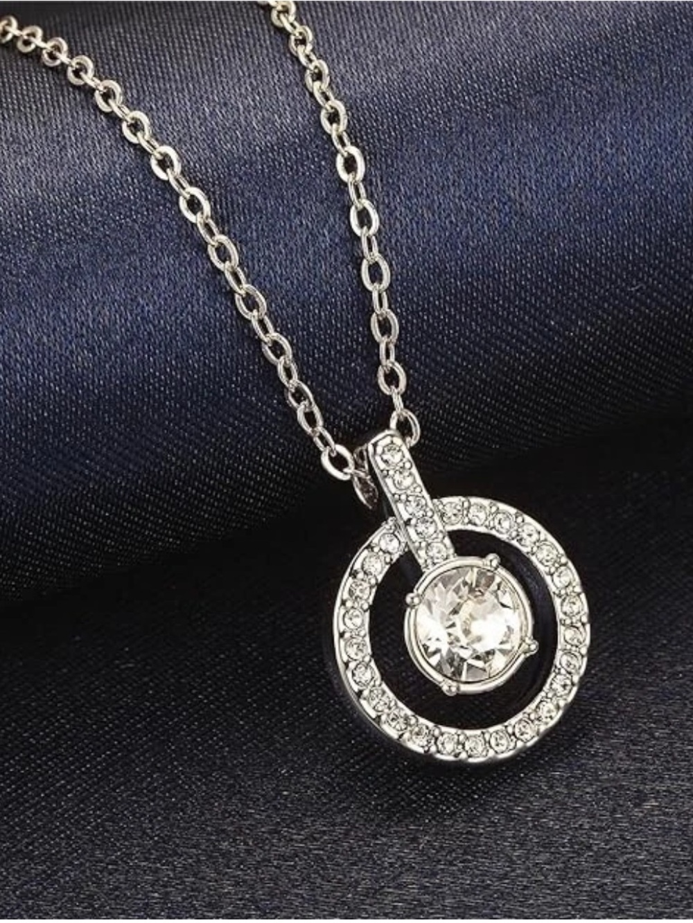 SWAROVSKI Lavender Pendant with White Crystals in Rhodium plated- #1039065